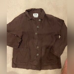 Flax Women's Quality Linen Shirt or Jacket in Rich Chocolate Brown